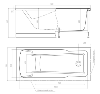 Акриловая ванна Alex Baitler Madin/Мадин 150x75 см